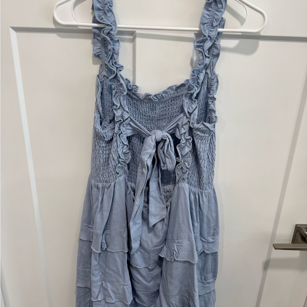 Smocked Blue Ruffle Dress - Picture 3 of 4